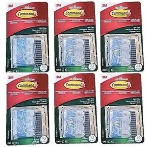 Lot of 6 - 3M Command, Outdoor Light Clips, Pack Of 8, Clear
